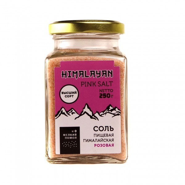 Соль розовая пищевая гималайская мелкого помола ст/бан 250 гр