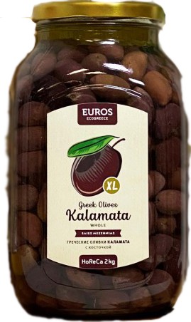 Оливки Каламата без косточки в рассоле EUROS ст/бан 1,6 кг