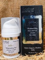 Крем для лица  мужской увлажняющий с органическим молоком ослицы SOSTAR 50 мл