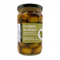 Оливки Зеленые фаршированные вяленым томатом в рассоле EUROS ст/бан 350 гр