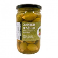 Оливки Зеленые фаршированные Миндалем в рассоле EUROS ст/бан 350 гр