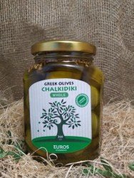 Оливки зелёные Халкидики в оливковом масле EUROS ст/бан 340 гр