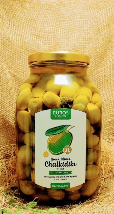 Оливки Халкидики в оливковом маслеEUROS ст/бан 2 кг